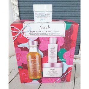 Fresh Rose Deep Hydration Trio Skincare Set & Rose Face Mask Luxury Clean Beauty